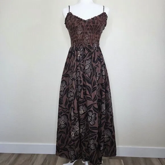 Free People Sweet Nothing Midi/Maxi Dress Women Med Brown Patina Combo Vacation - Picture 3 of 15